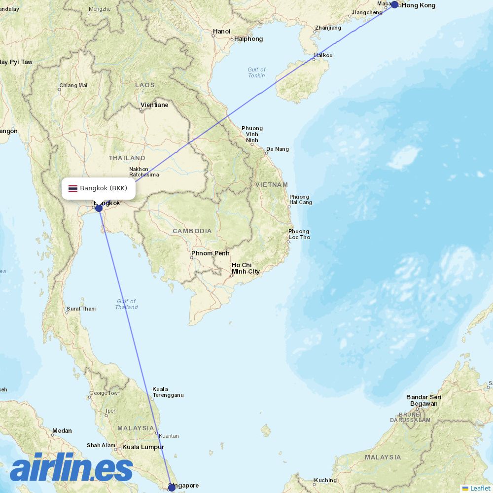 Cathay Pacific at BKK route map
