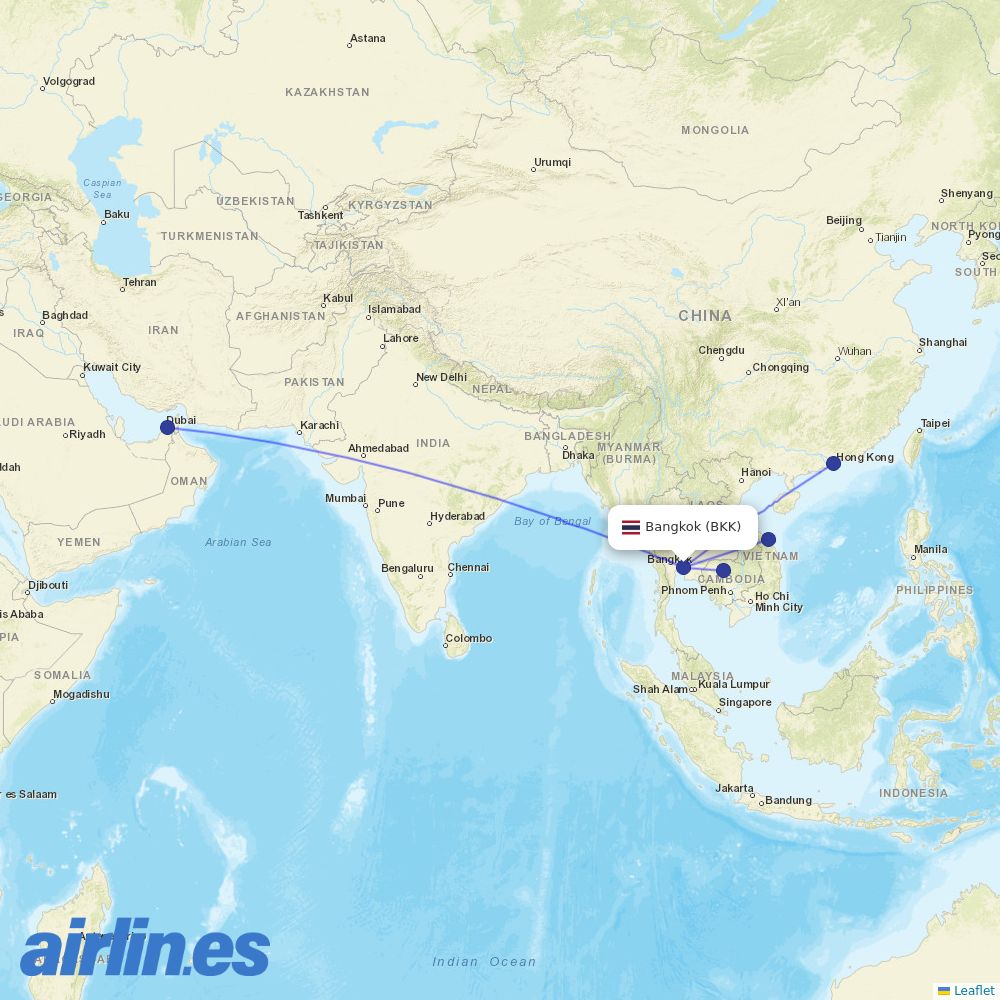 Emirates at BKK route map