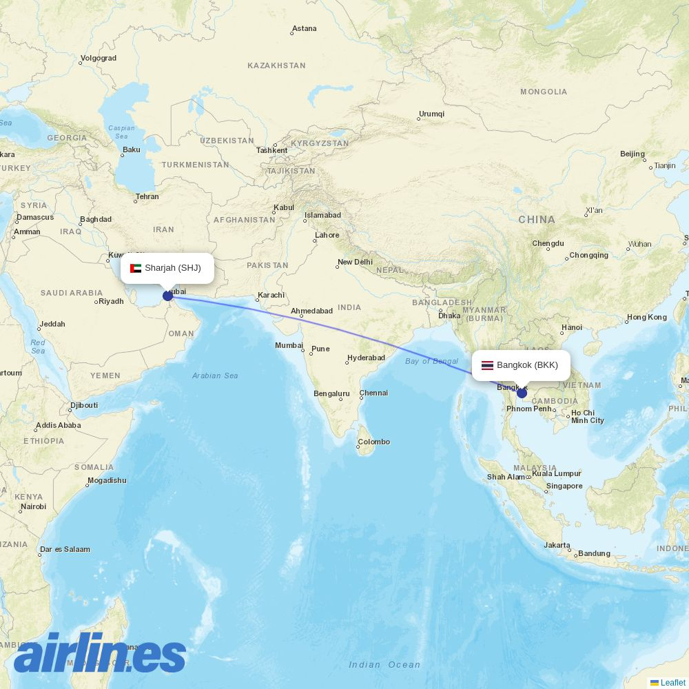 Air Arabia at BKK route map