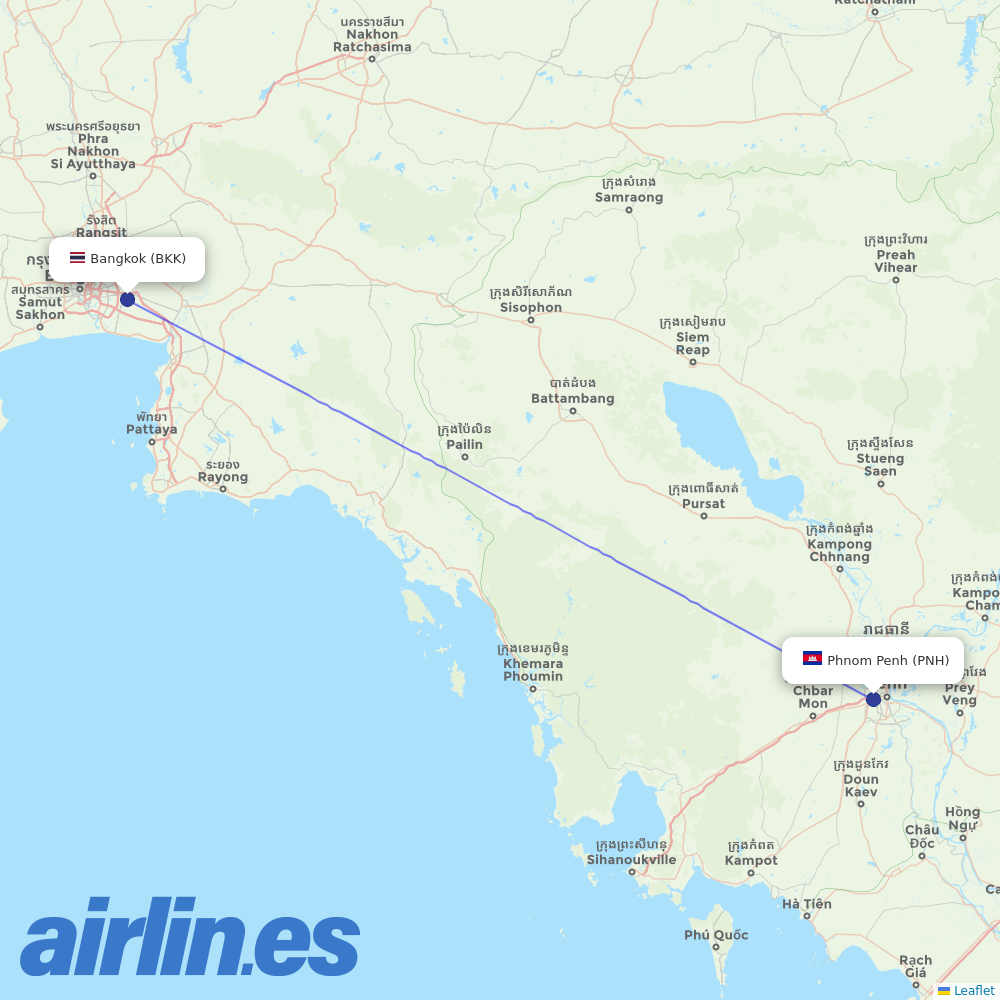 Cambodia Airways at BKK route map