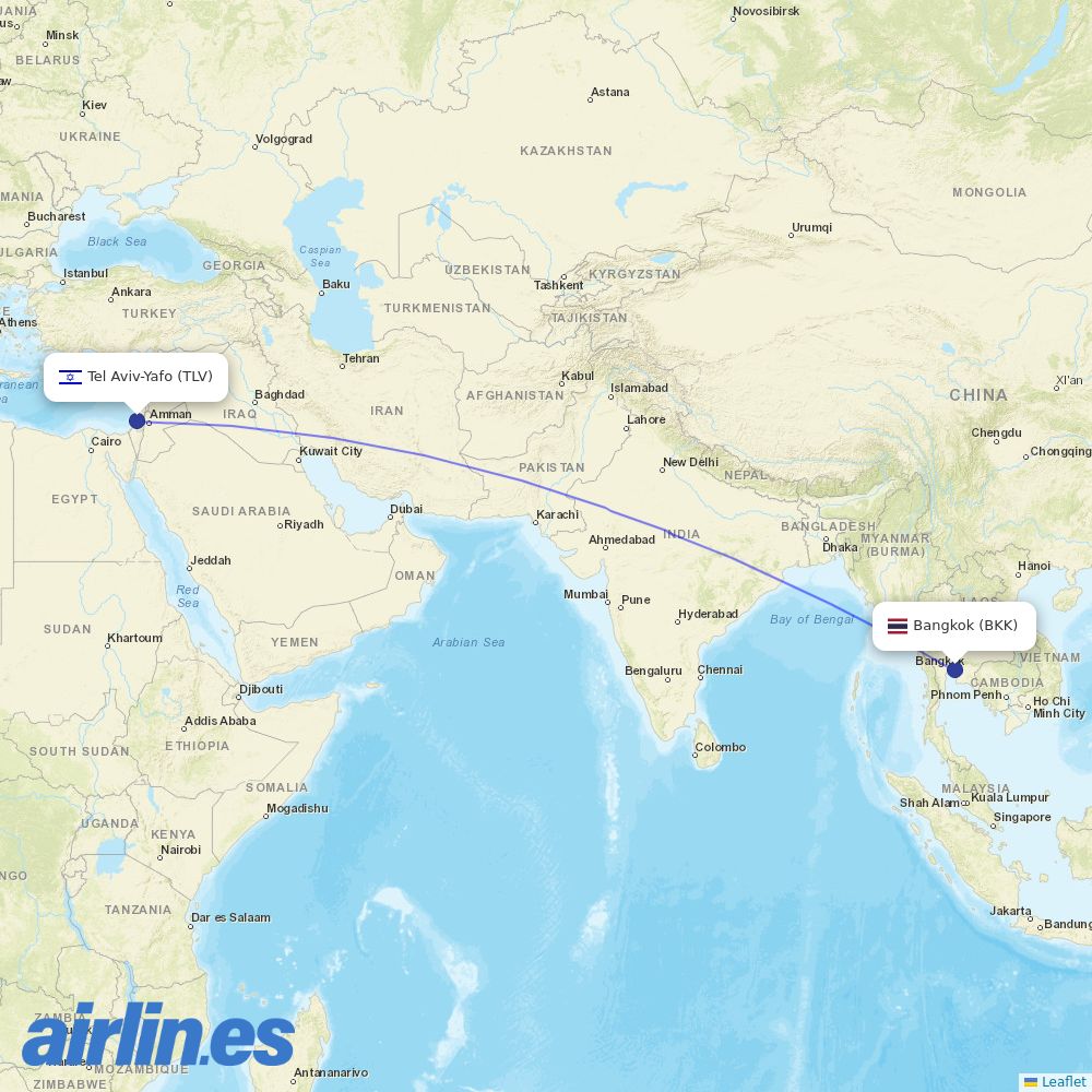 El Al at BKK route map