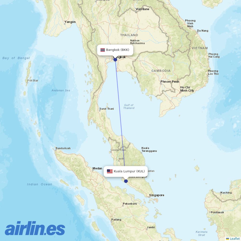 Malaysia Airlines at BKK route map