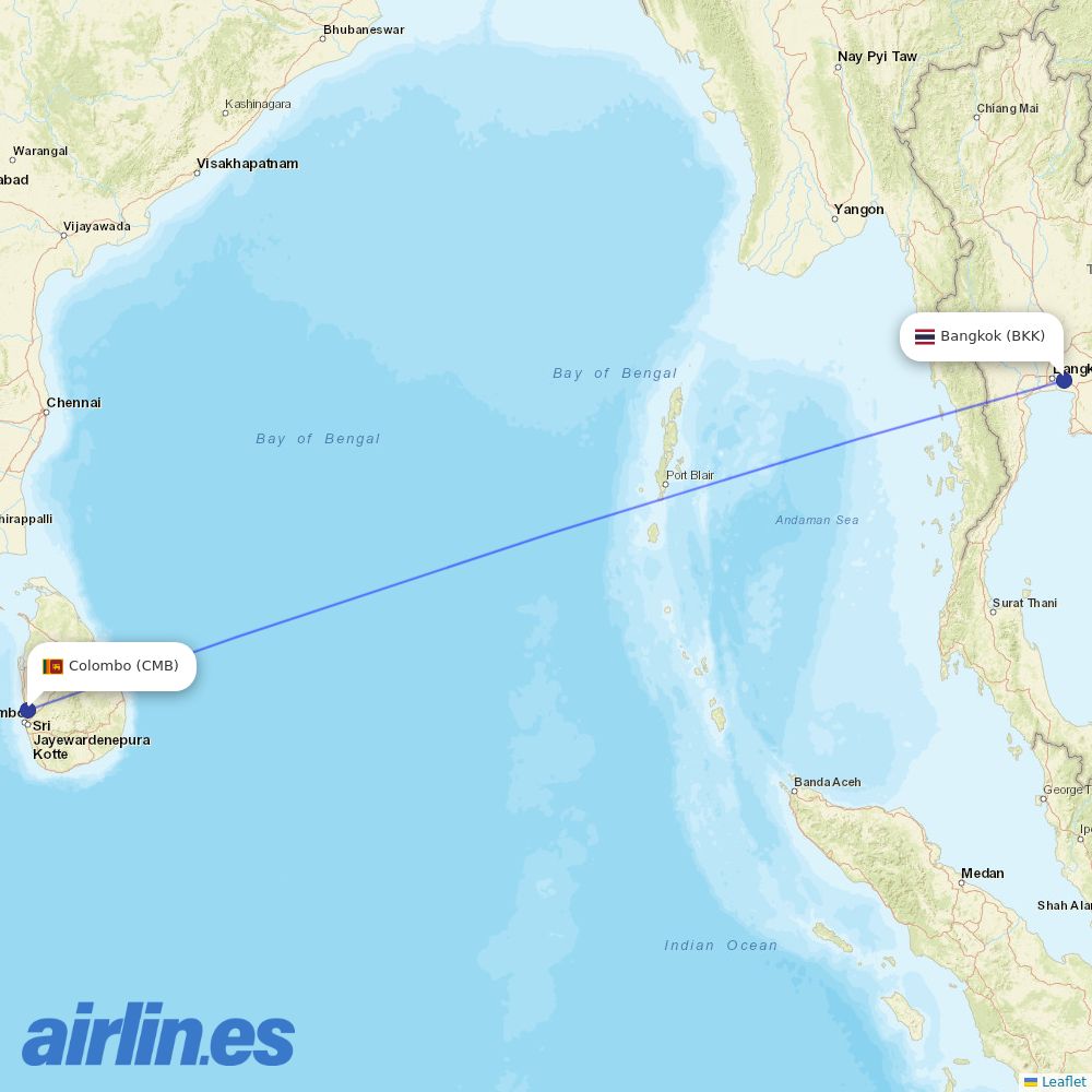 SriLankan Airlines at BKK route map
