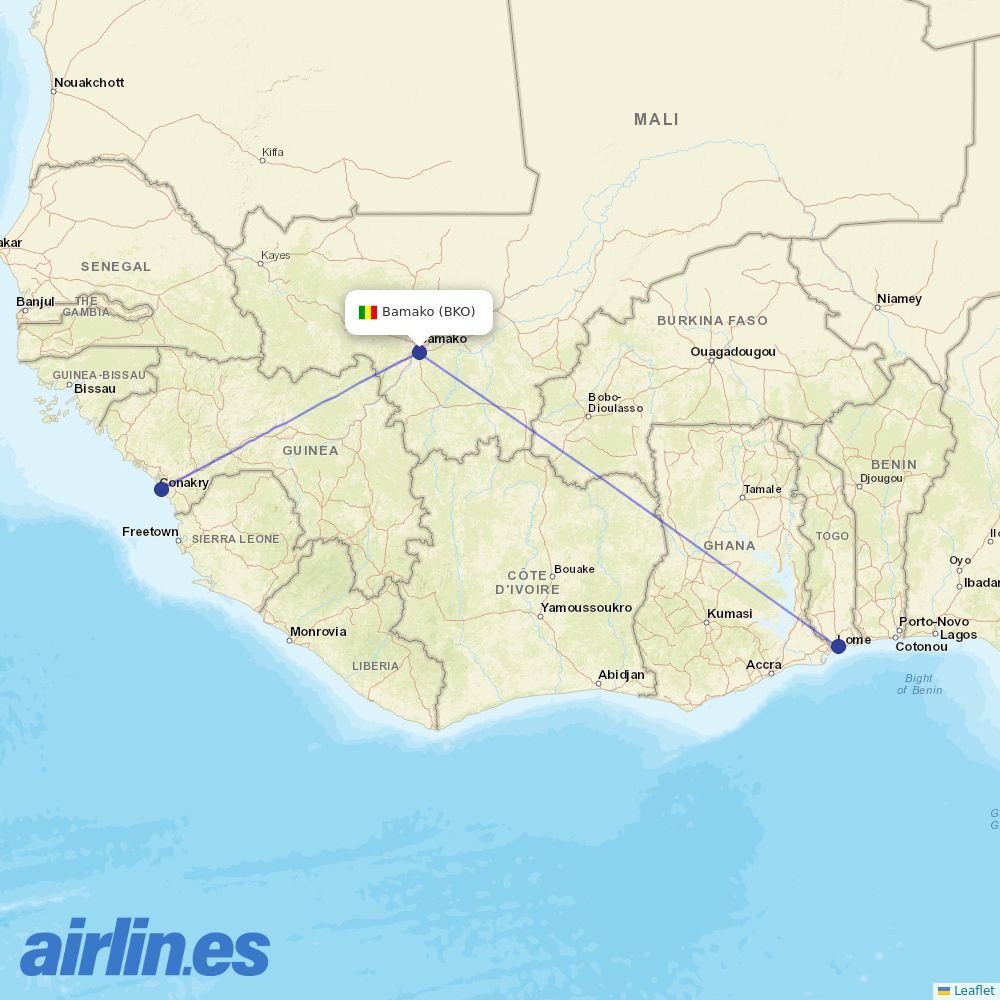 ASKY Airlines at BKO route map