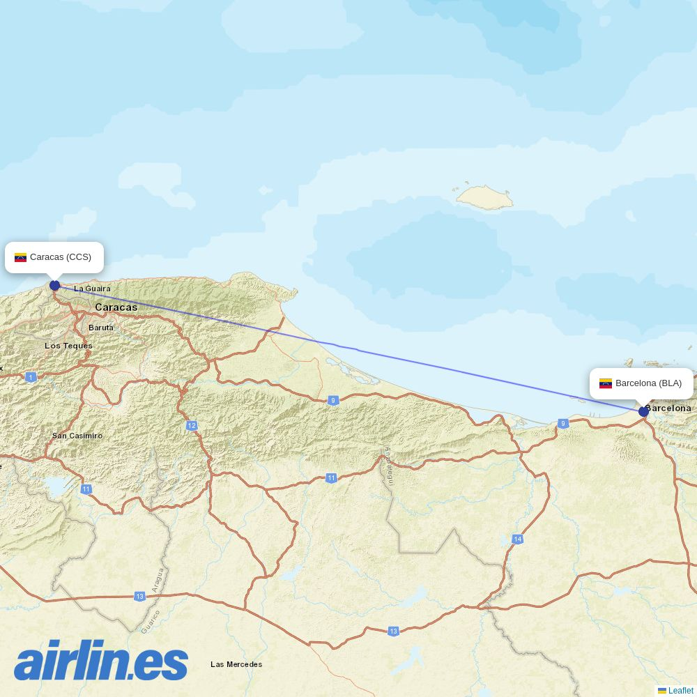 Avior at BLA route map