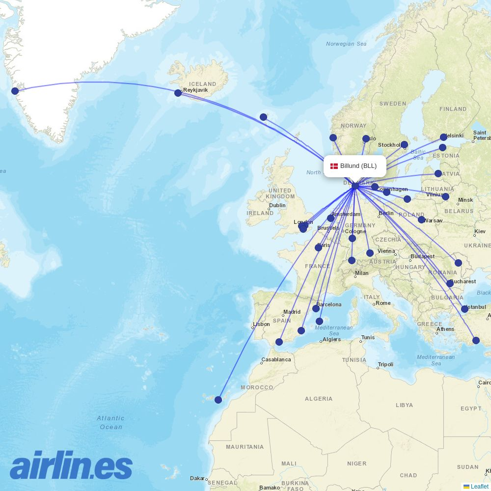 Wizz Air Malta from Billund Airport destination map