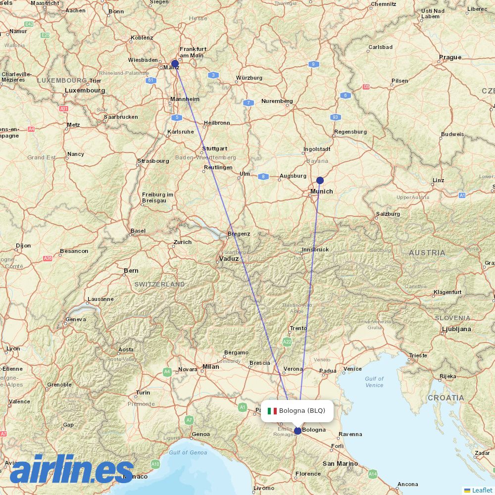 Air Dolomiti at BLQ route map