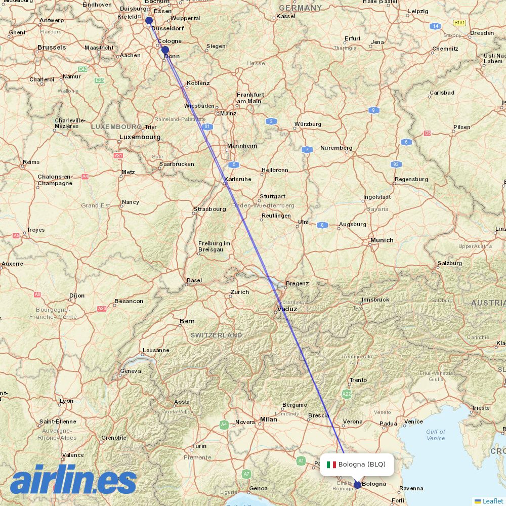 Eurowings from Bologna Guglielmo Marconi Airport destination map