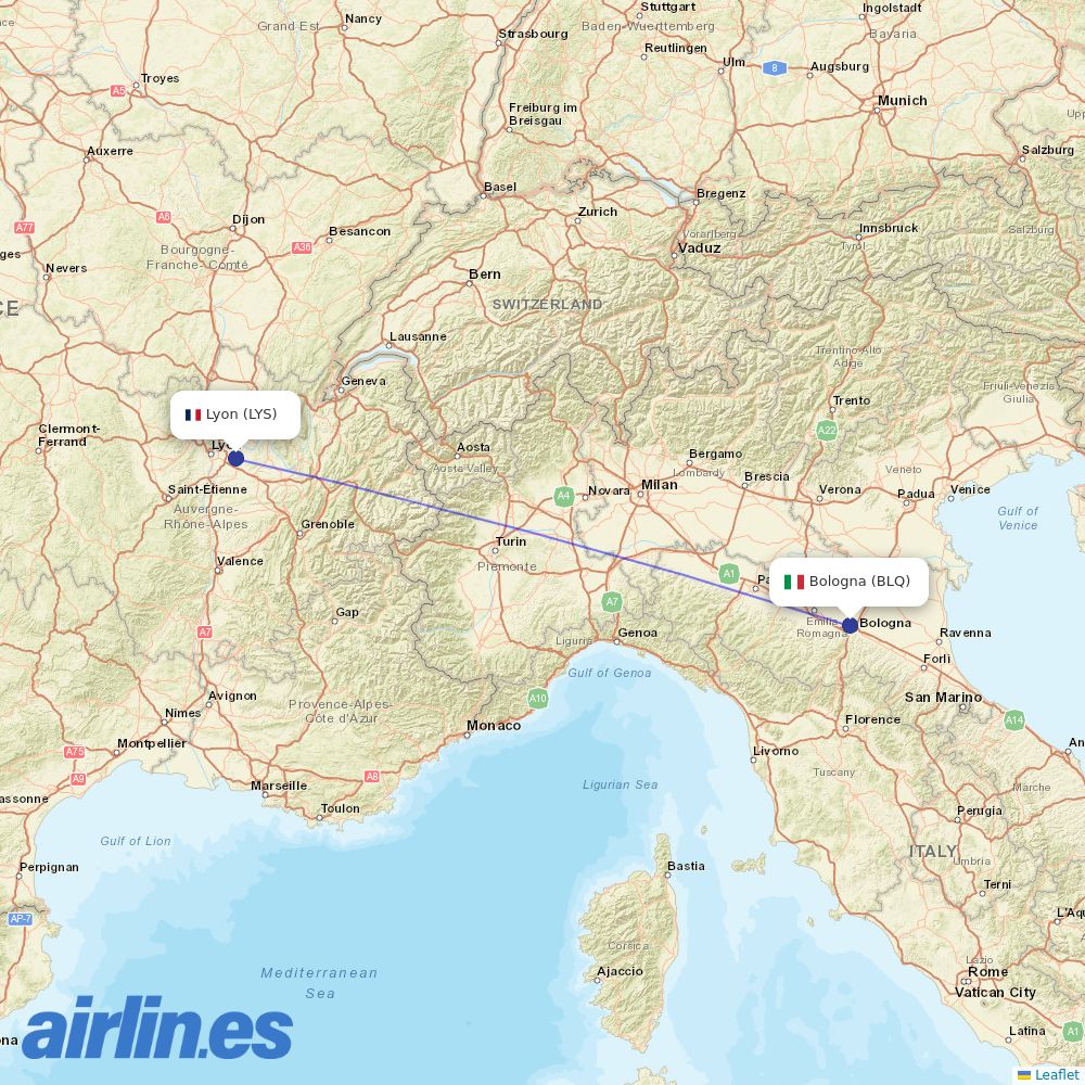 Twin Jet at BLQ route map