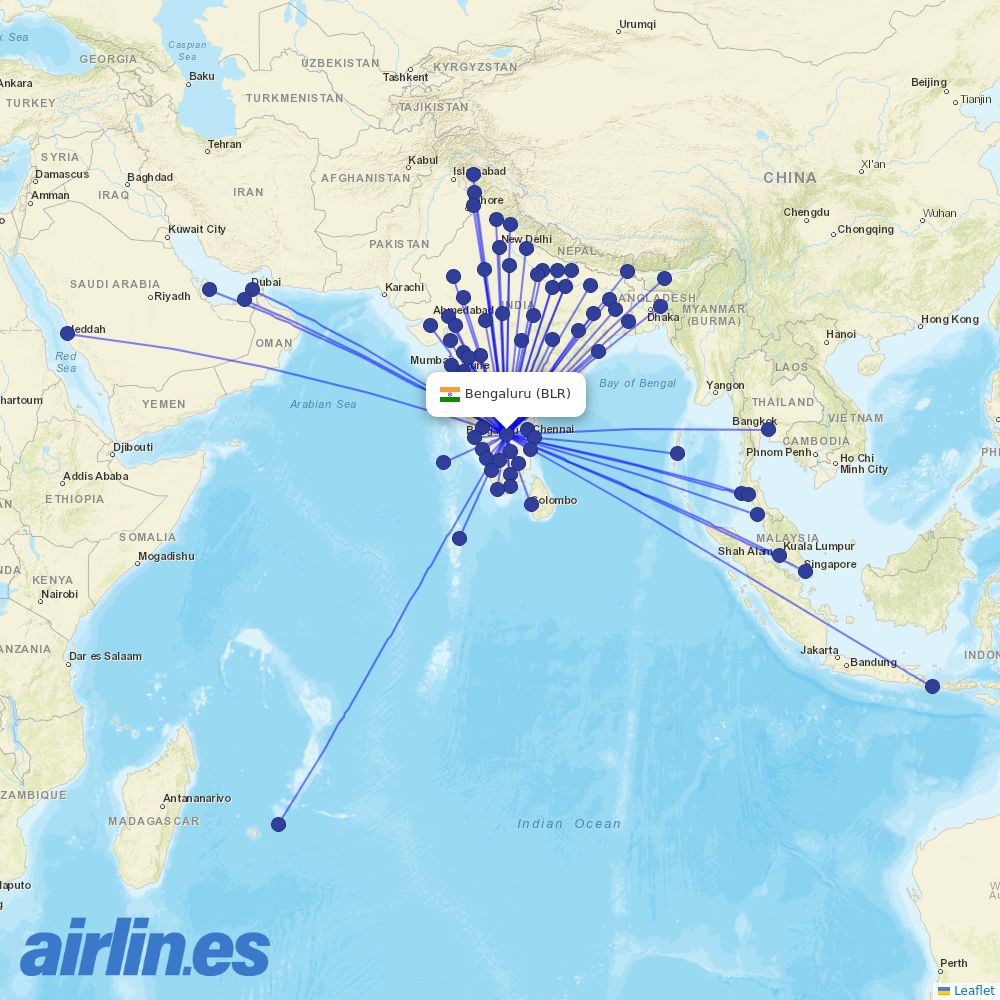 IndiGo at BLR route map