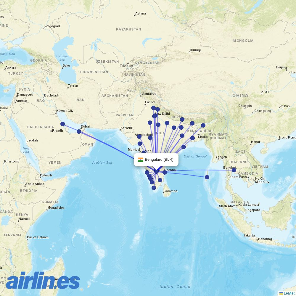 Air India Express at BLR route map