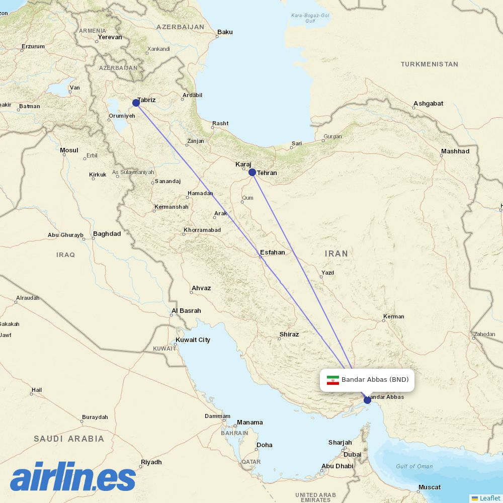 Iran Airtour at BND route map