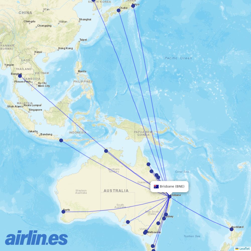 Jetstar at BNE route map