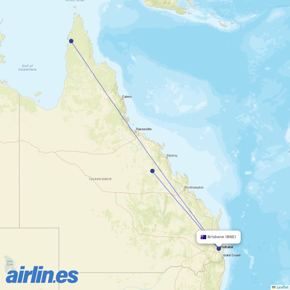 Alliance Airlines at BNE route map