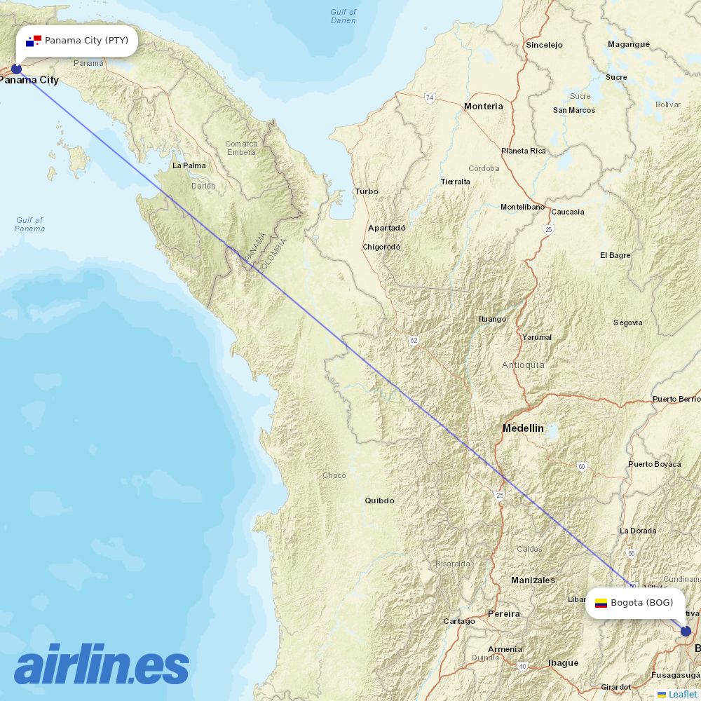 Copa Airlines at BOG route map