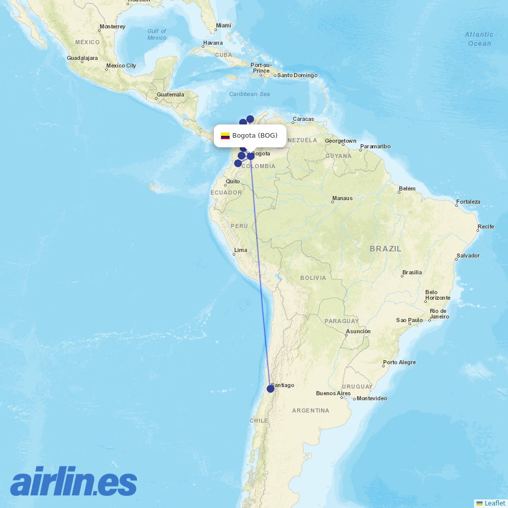 JetSMART from El Dorado International Airport destination map