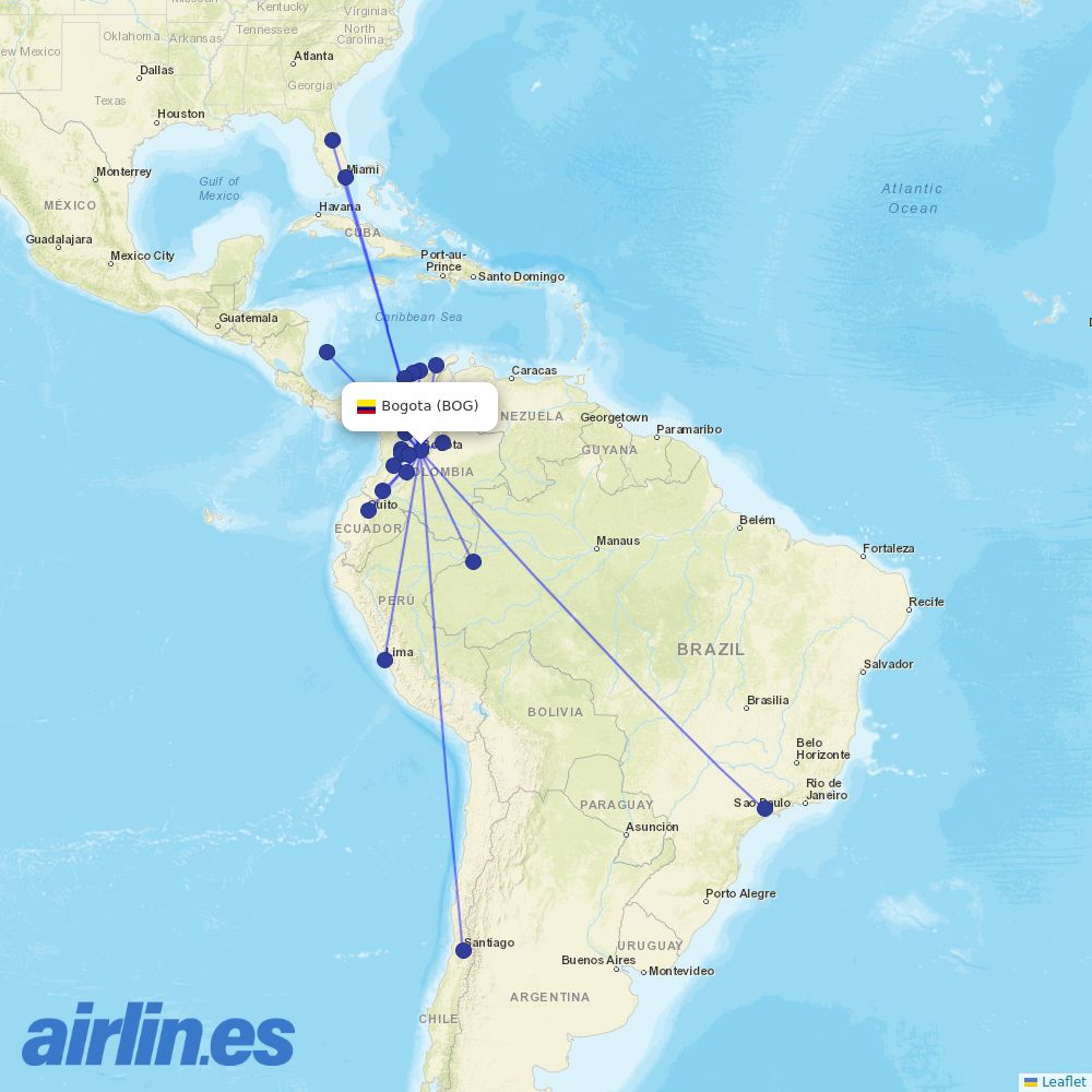 LATAM at BOG route map