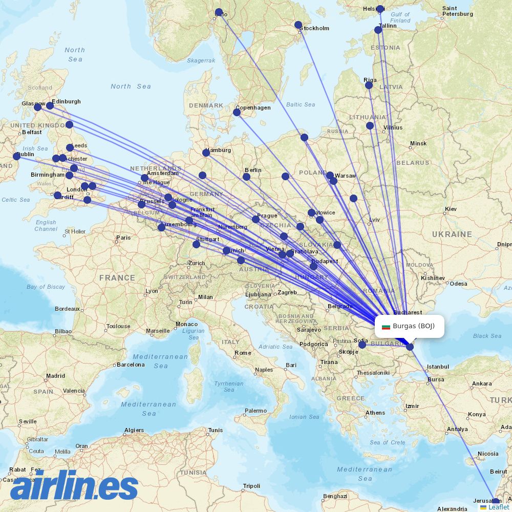 Bulgaria Air at BOJ route map