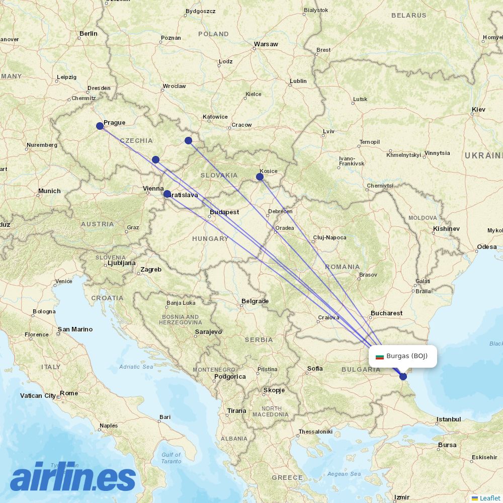 SmartWings from Burgas destination map