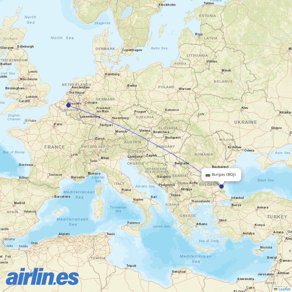 TUI fly Belgium from Burgas destination map