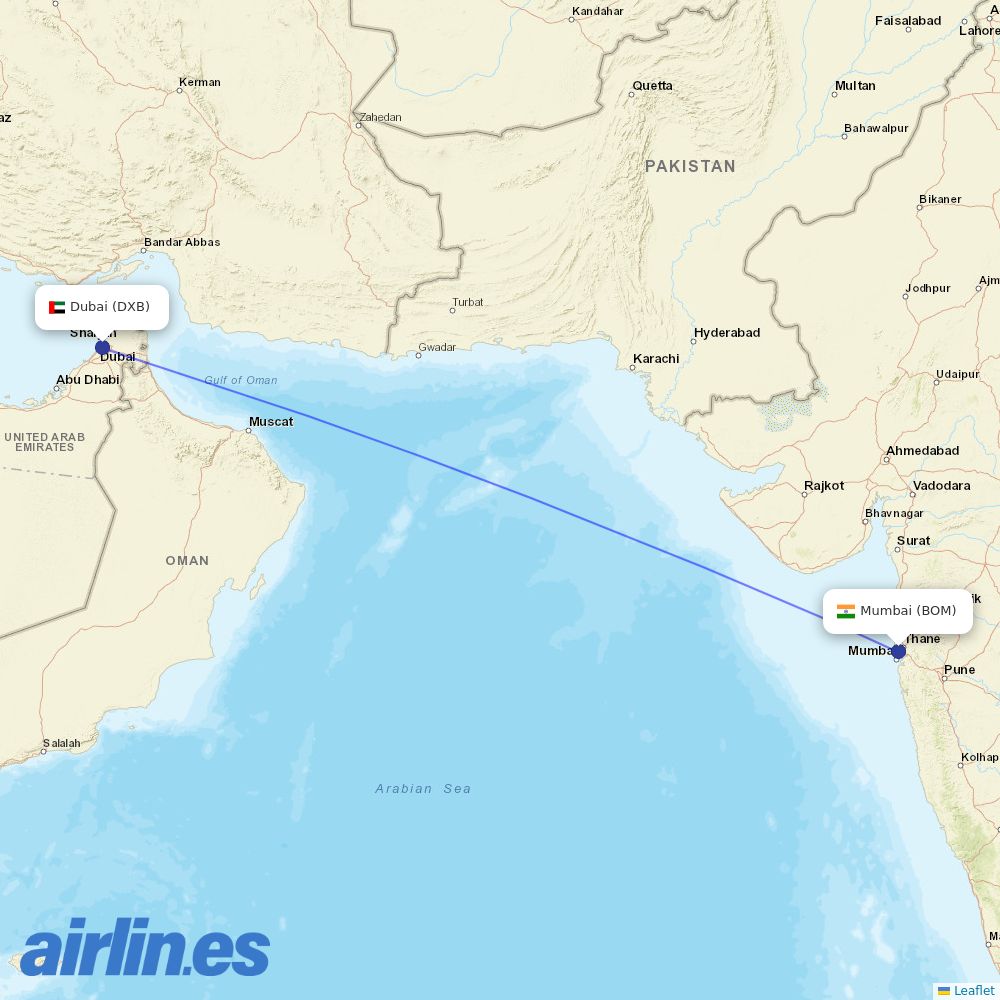 Emirates at BOM route map