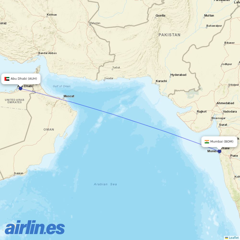 Etihad at BOM route map