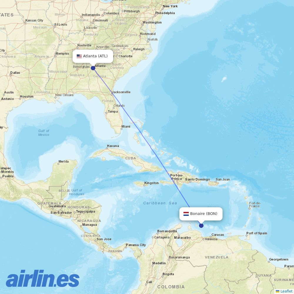 Delta Air Lines from Flamingo destination map