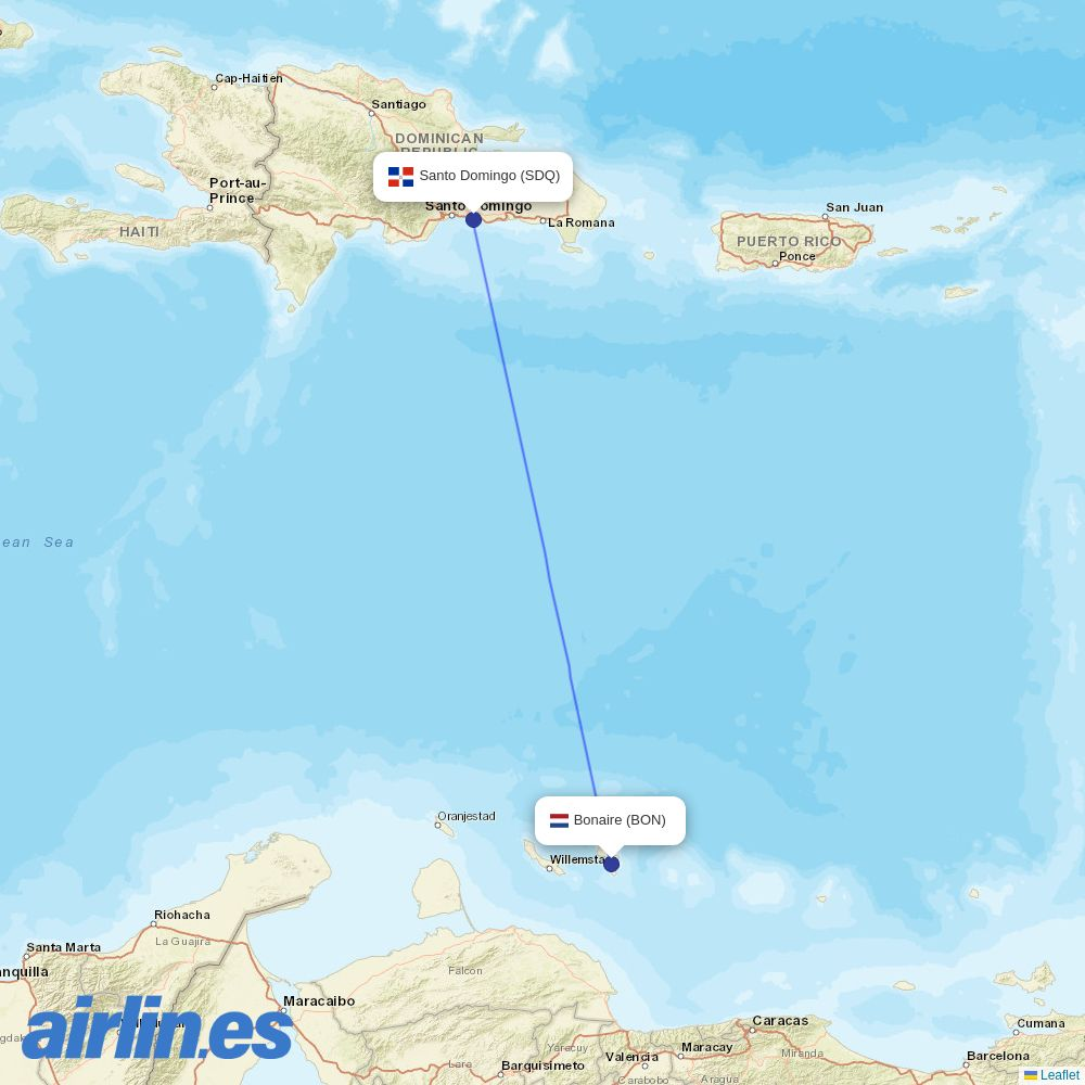 SKYhigh Dominicana at BON route map