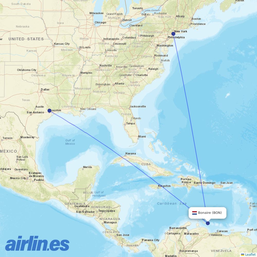 United Airlines from Flamingo destination map