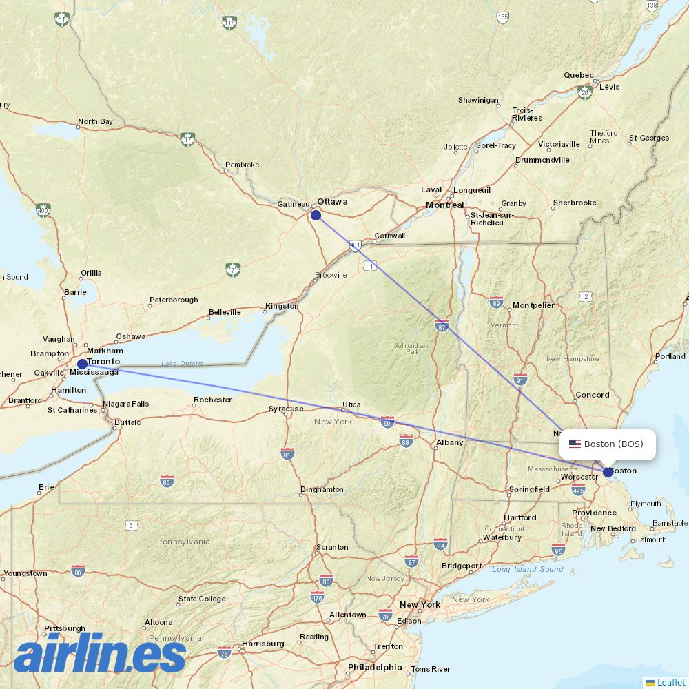 Porter at BOS route map