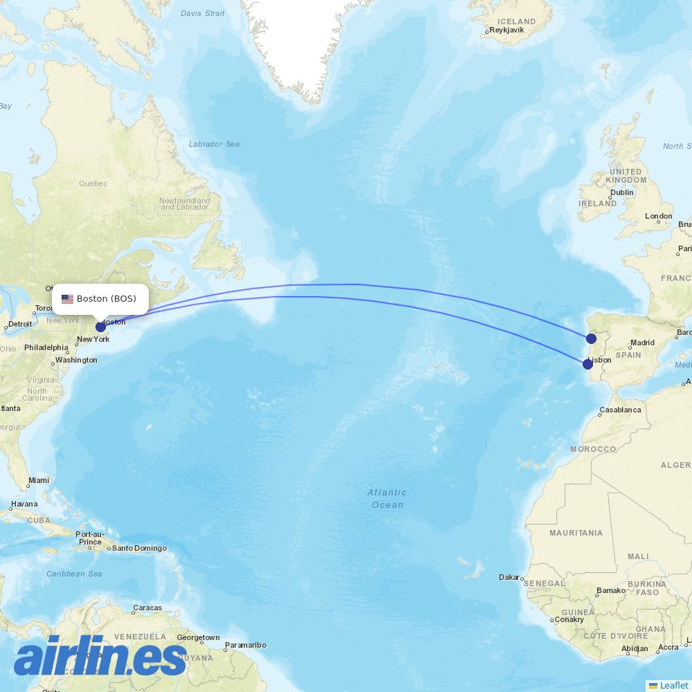 TAP at BOS route map
