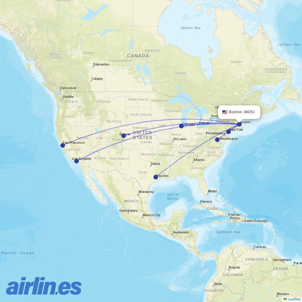 United at BOS route map