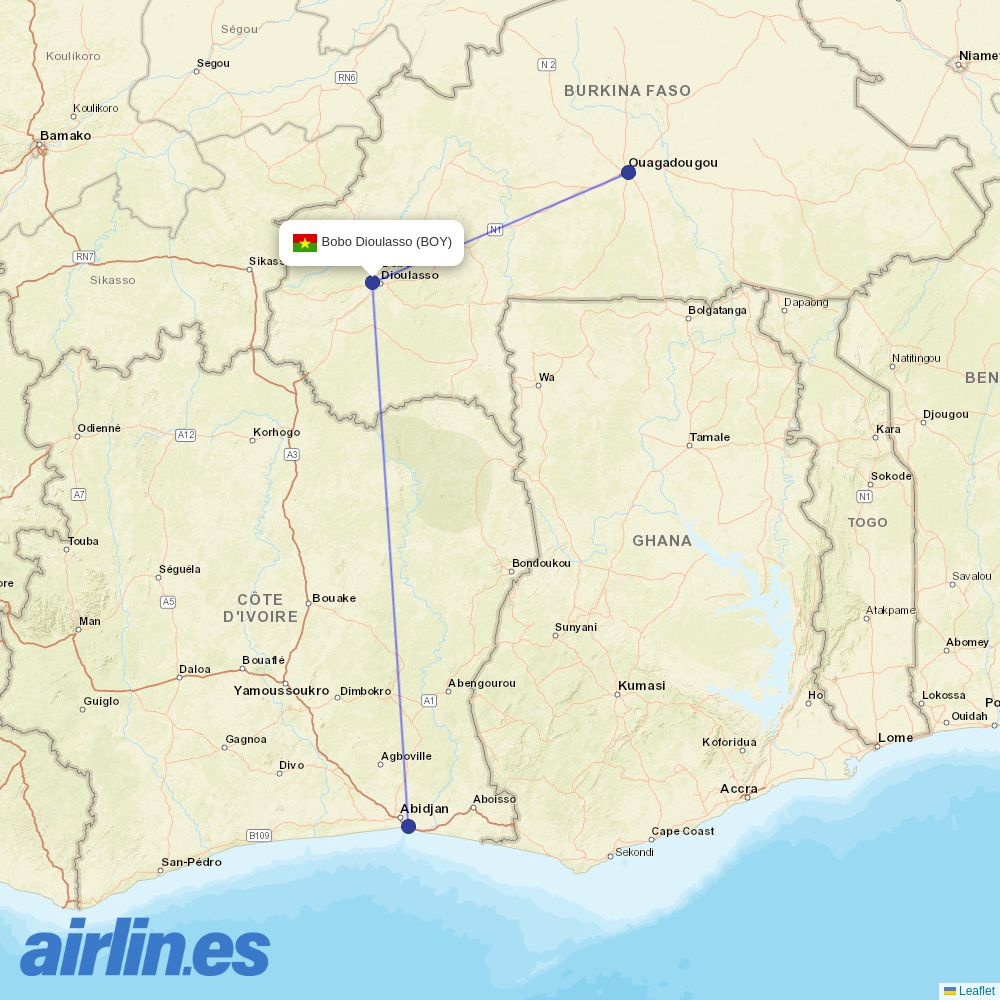 Air Burkina at BOY route map