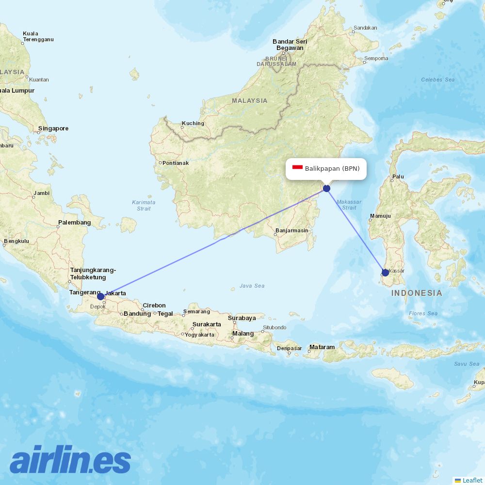 Garuda Indonesia at BPN route map