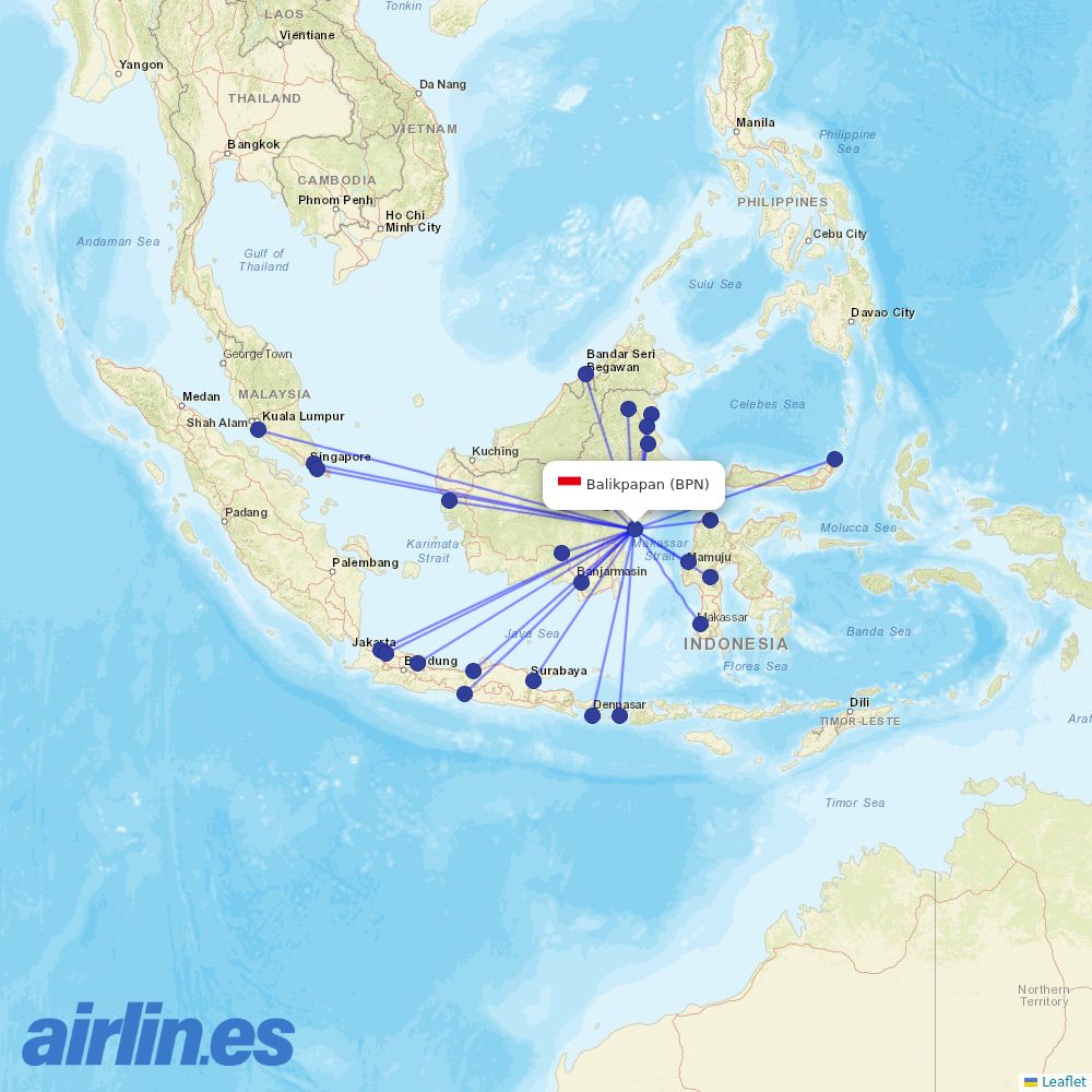 Wings Air from Sepinggan destination map