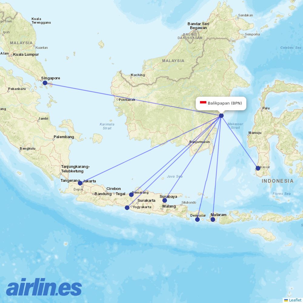 Lion Air at BPN route map