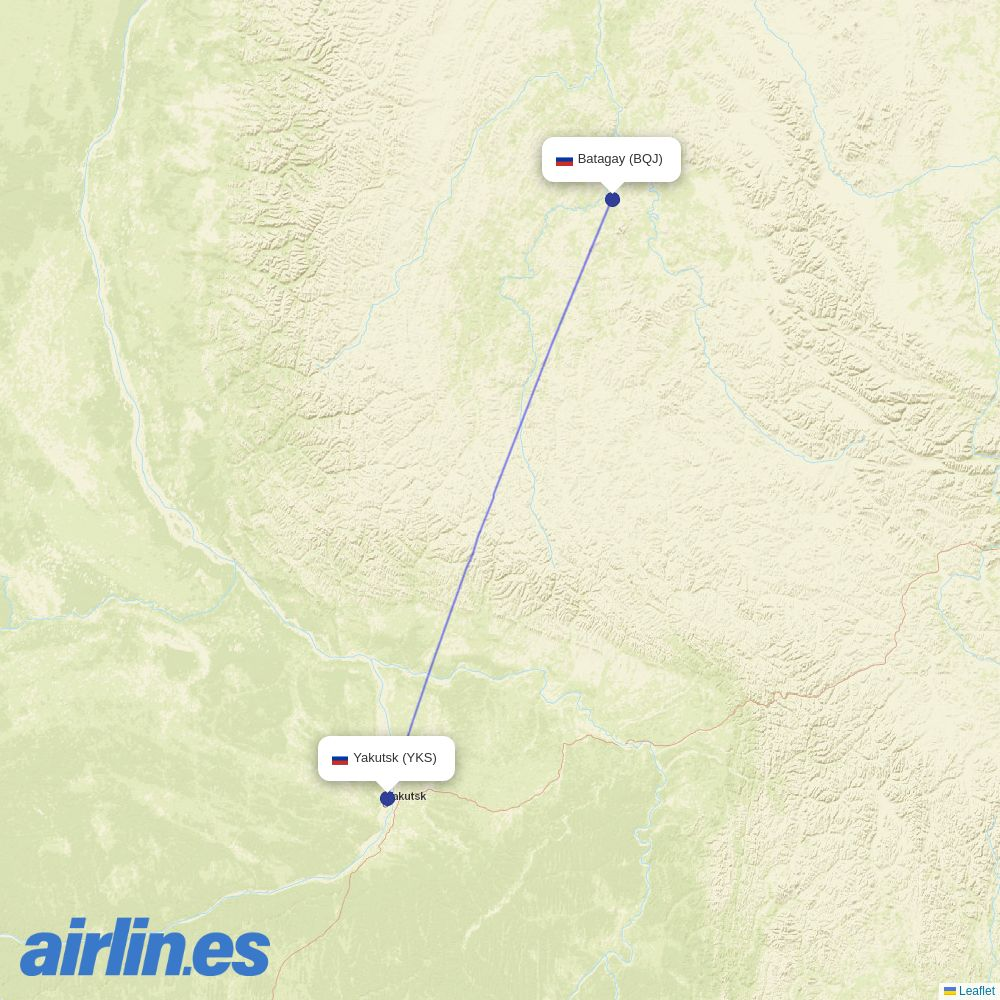 IrAero from Batagay Airport destination map