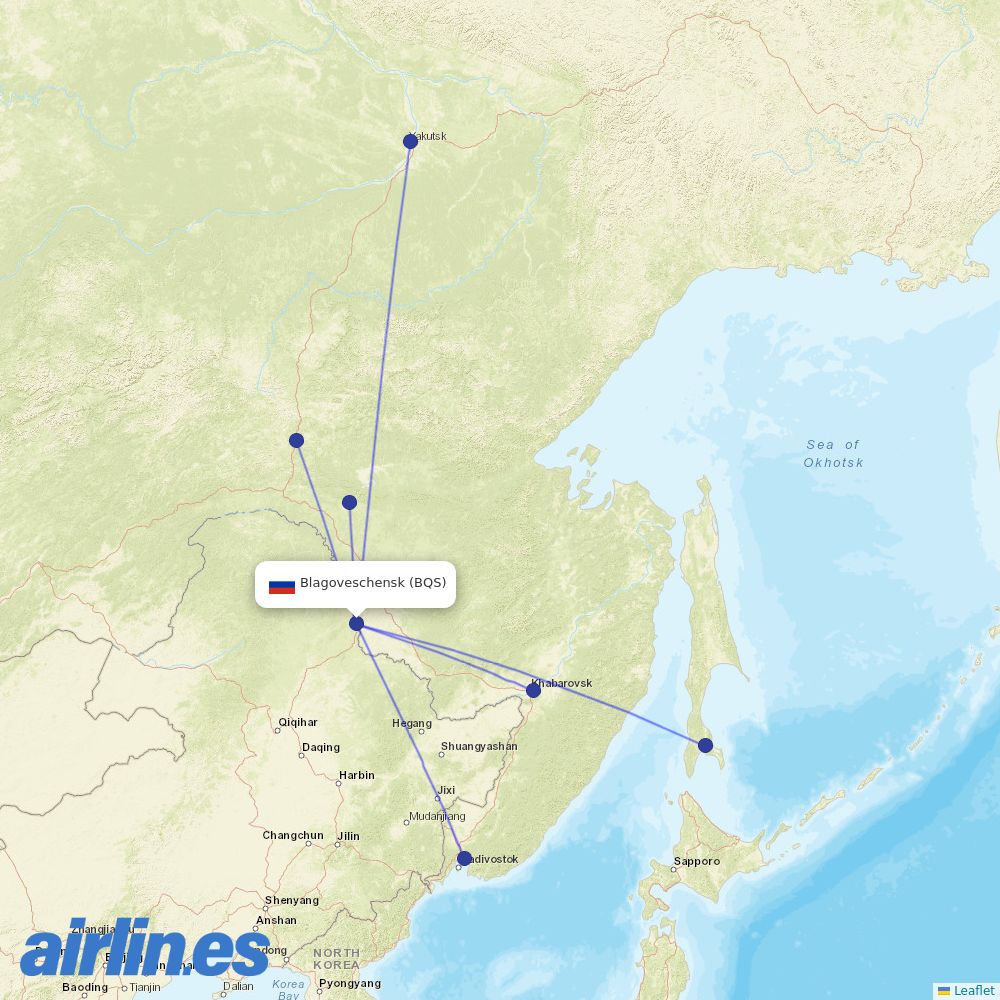 Aurora at BQS route map