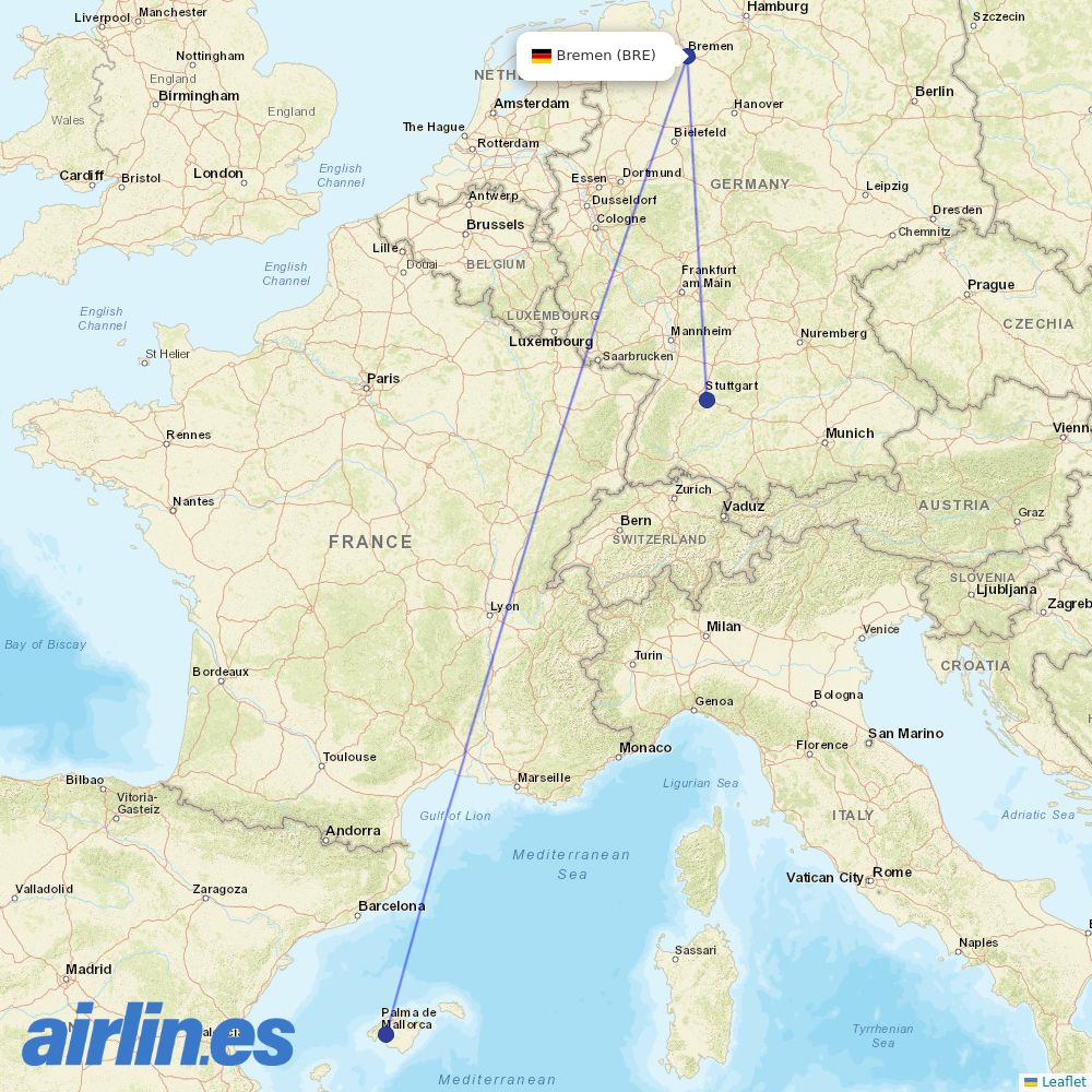 Eurowings from Bremen destination map