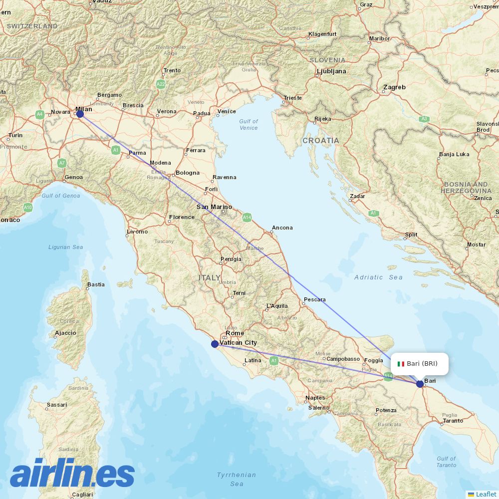 ITA Airways at BRI route map