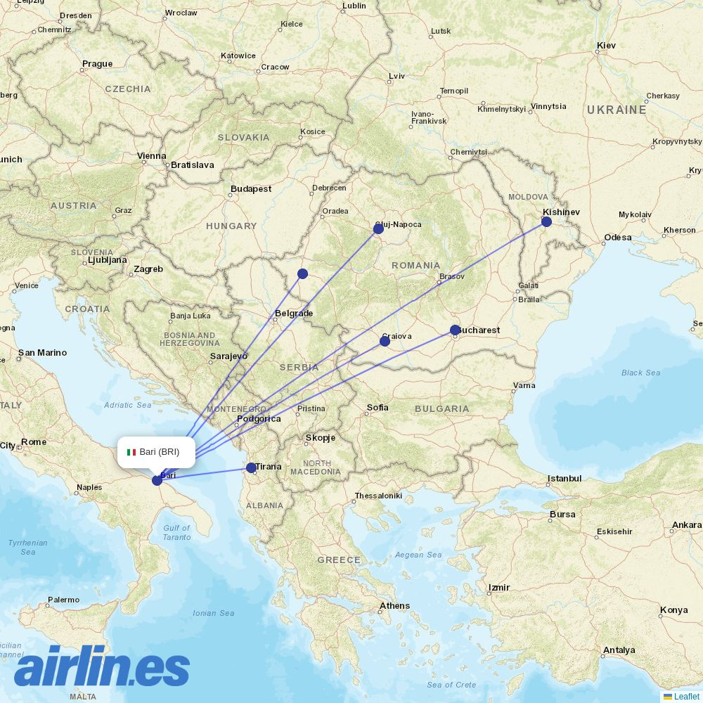 Wizz Air Malta from Bari Airport destination map