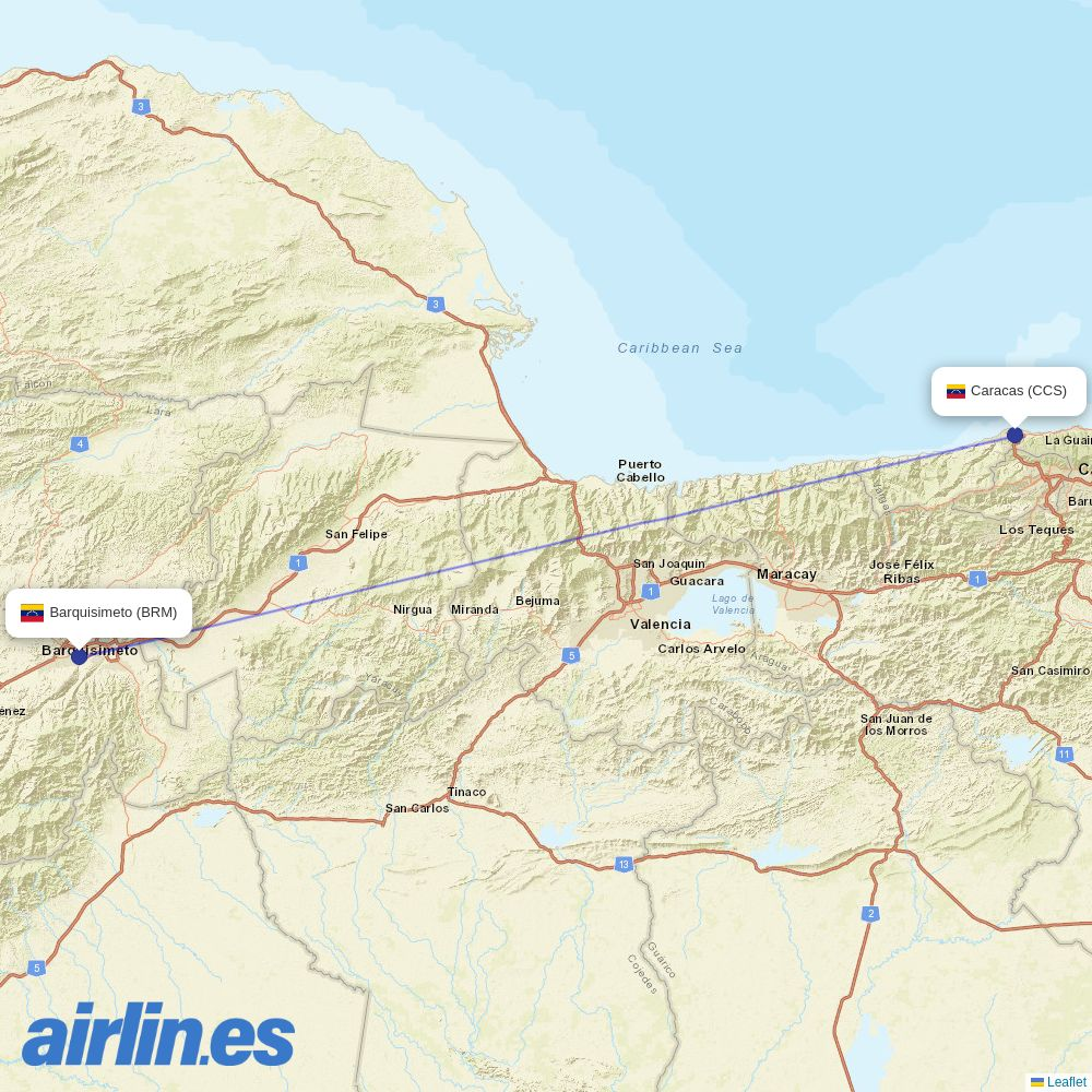 Avior at BRM route map