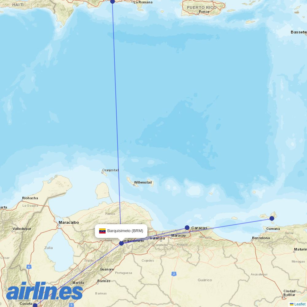 Conviasa at BRM route map