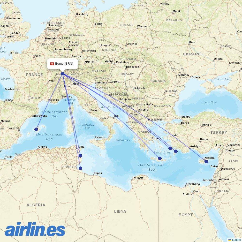 Helvetic Airways at BRN route map
