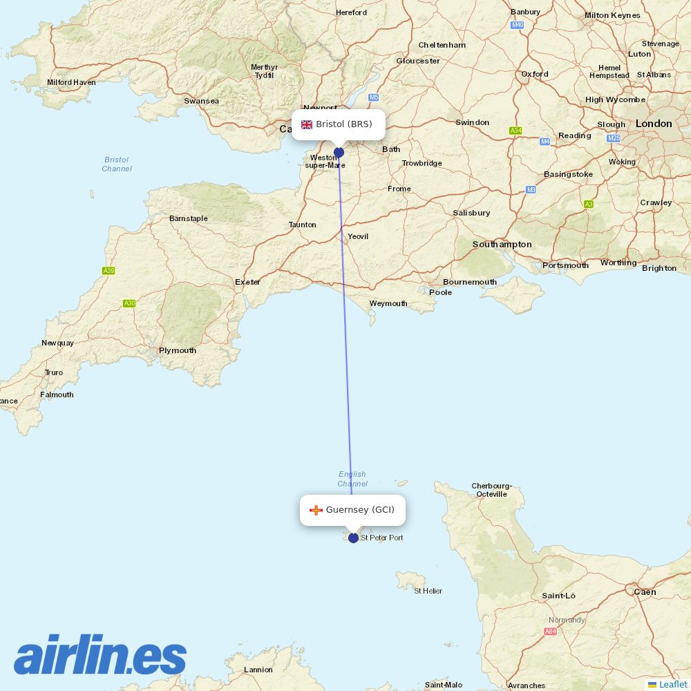 Aurigny at BRS route map