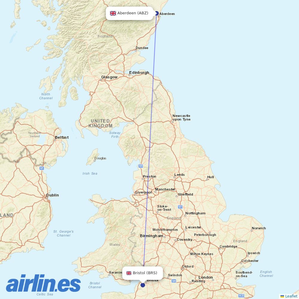 Loganair from Bristol Airport destination map