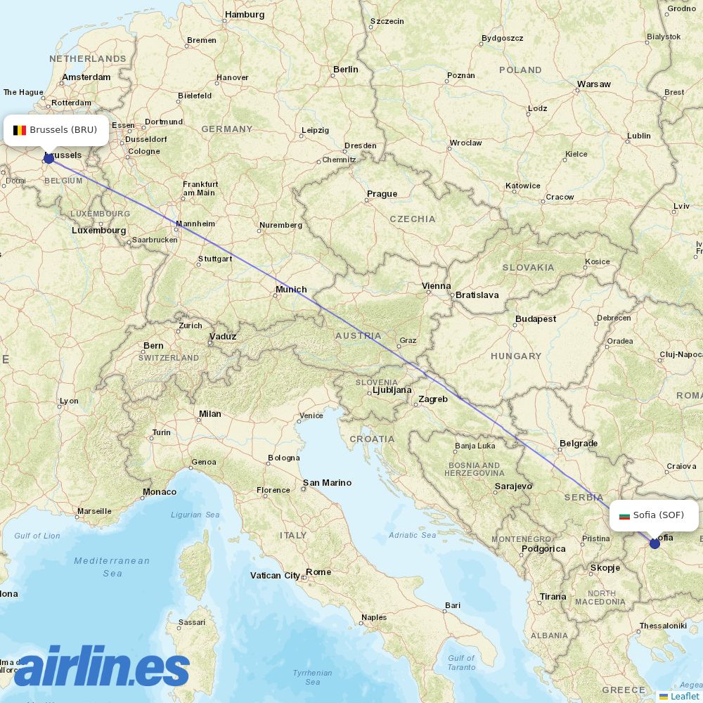 Bulgaria Air at BRU route map