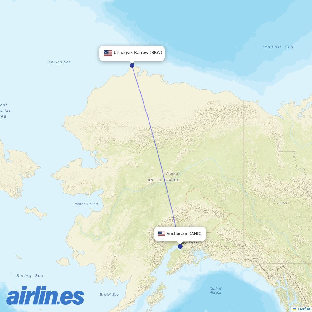 Alaska Airlines from Wiley Post Will Rogers Mem destination map