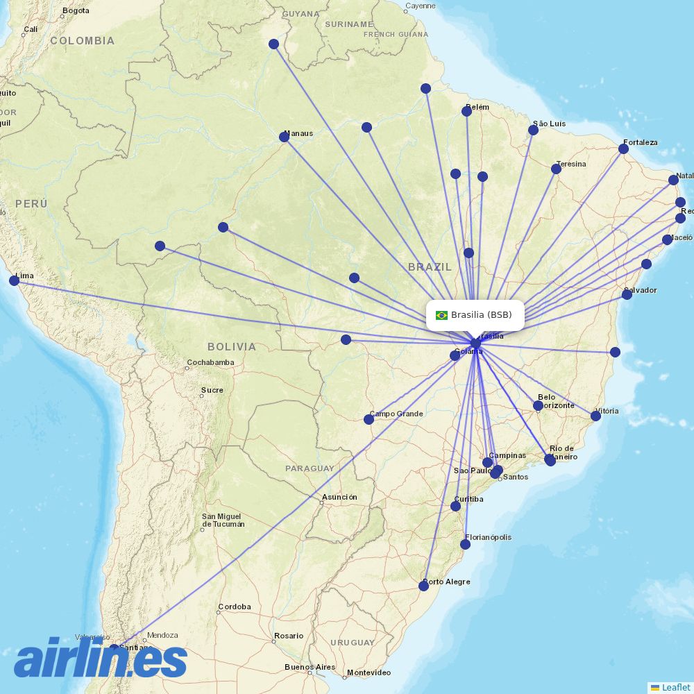 LATAM at BSB route map
