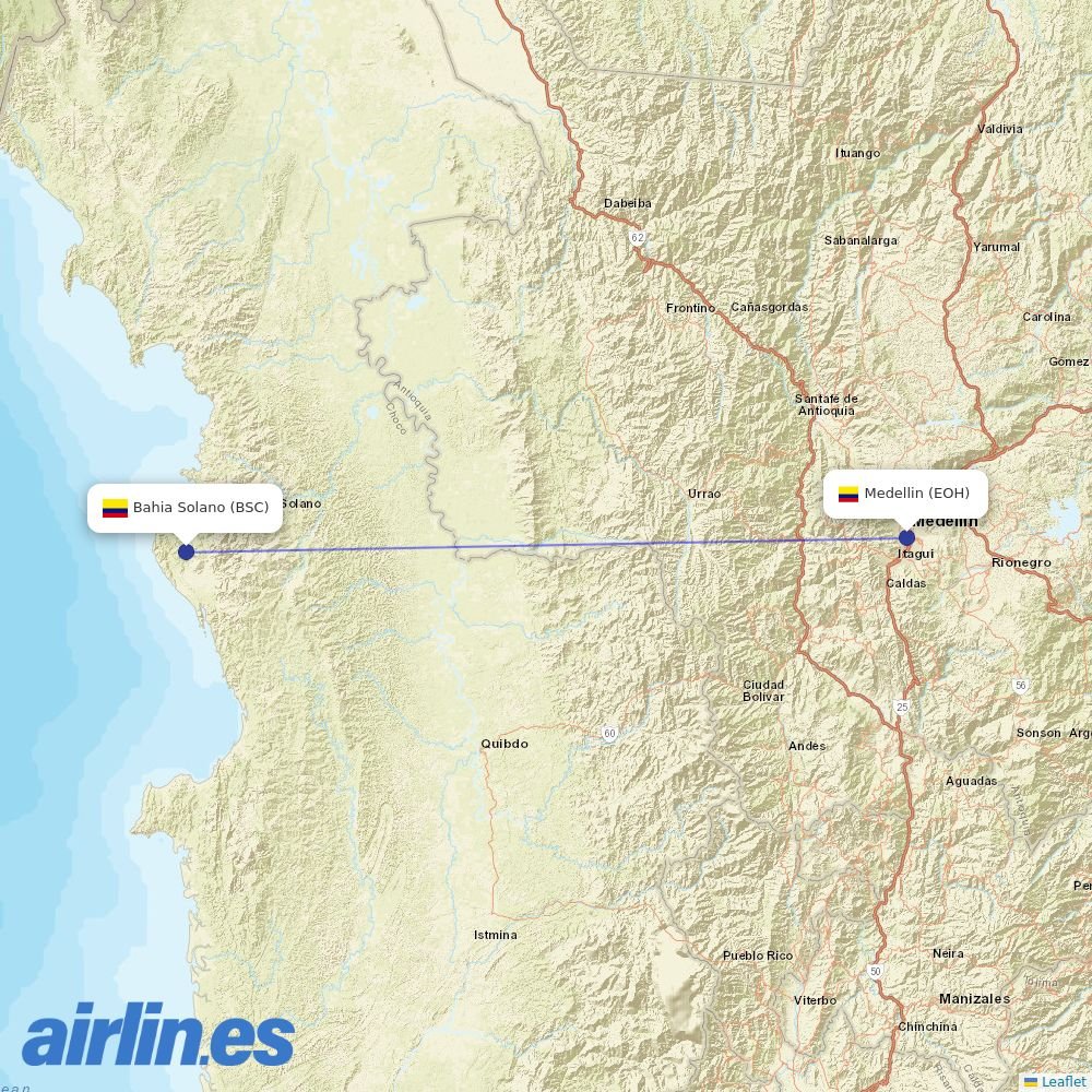 Clic Air from Jose Celestino Mutis destination map